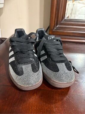 adidas Black and Silver Rhinestone Athletic Sneakers